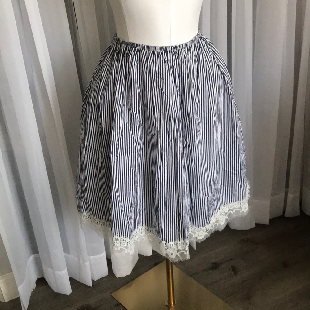 Pol Striped Lace Trim Skirt